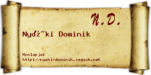 Nyéki Dominik névjegykártya