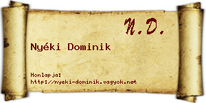 Nyéki Dominik névjegykártya